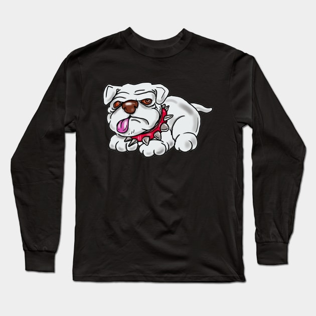 A white Bulldog named Terror Long Sleeve T-Shirt by silentrob668